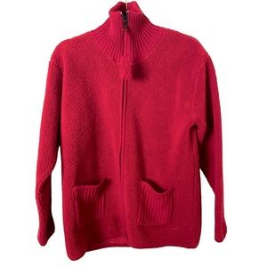 Vintage Tally-Ho Cherry Red‎ Fleece with Ribbed Sweater Pockets and Tassel Pull